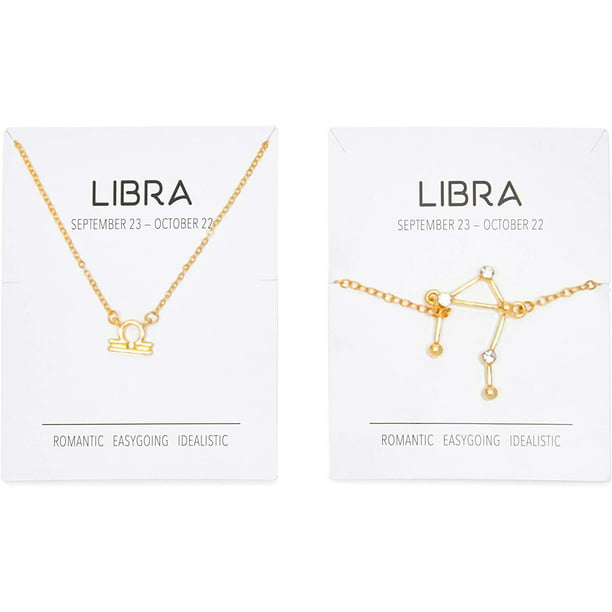 Dainty Libra Zodiac Necklace for Women Astrology Zodiac Jewelry 17 in chain Multiple colors 